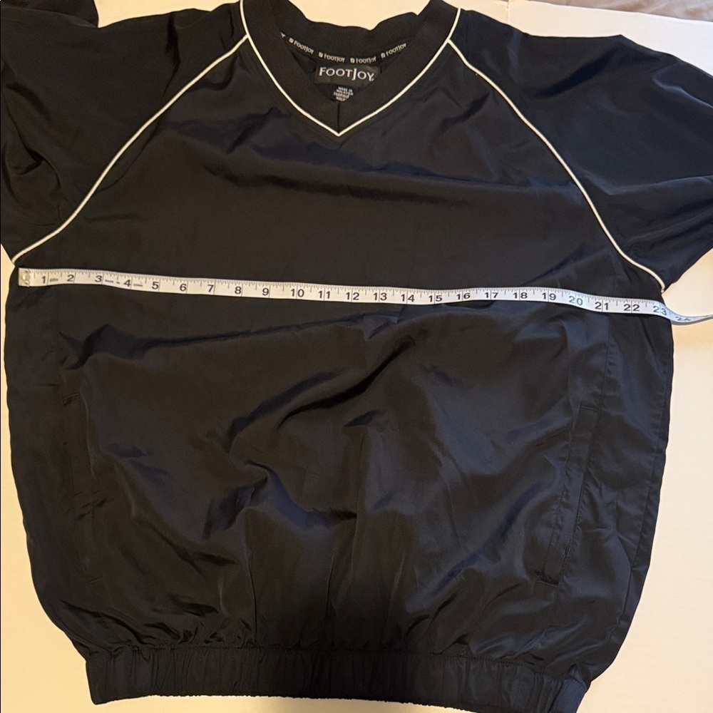FootJoy Black V-Neck Short Sleeve Pullover with White Piping - Picture 7 of 11